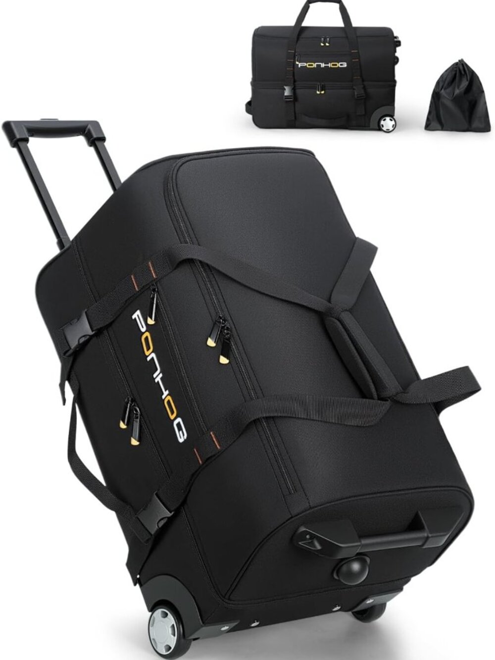 22-Inch Water-Resistant Rolling Duffle Bag with Wheels for Weekend Travel